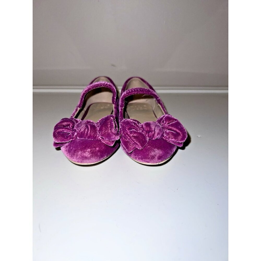 JANIE AND JACK Pink Velvet Bow Flat Ballerina Shoes Sz 8